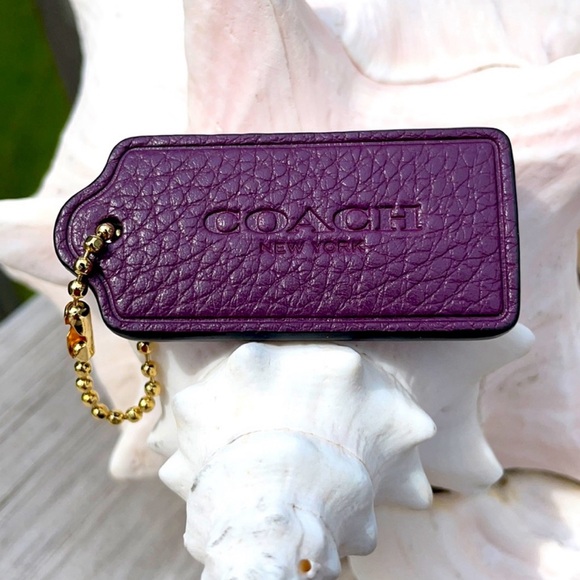 Coach Purple Pebble Leather Hang Tag - Picture 1 of 2